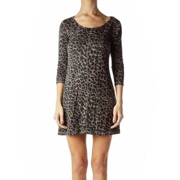 Jessica Simpson Dresses & Skirts - Jessica Simpson Black Brown Animal Print Jersey Dress